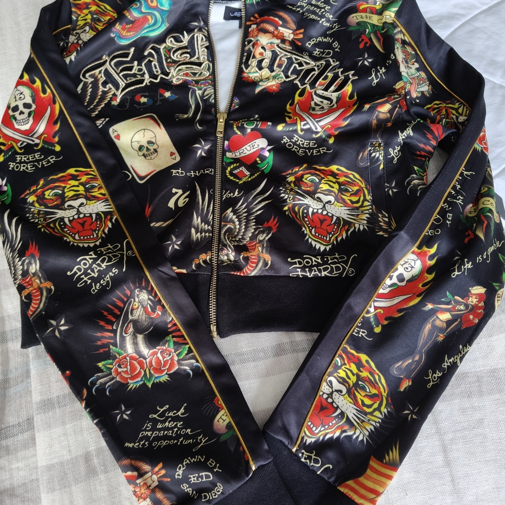 Ed Hardy Multicolor Graphic Zip-Up